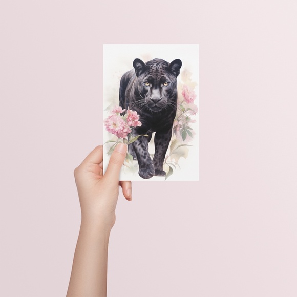 Watercolor Black Jaguar Wall Art Print Unframed - Majestic Jungle Elegance - Picture 5 of 6